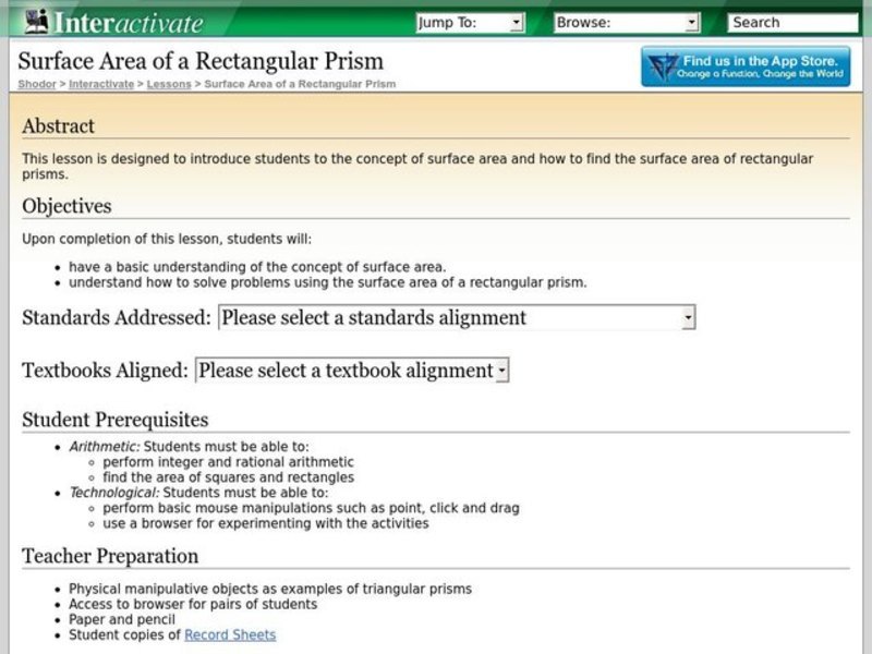 Surface Area of Rectangular Prism Lesson Plan