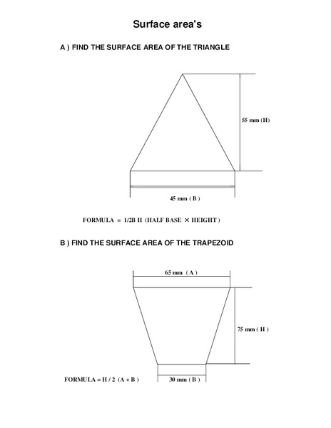 Surface Areas Worksheet