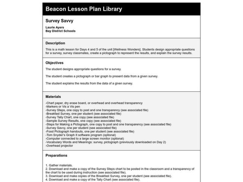 Survey Savvy Lesson Plan