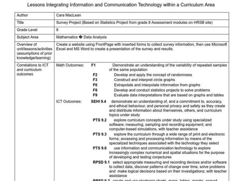Survey Project Lesson Plan