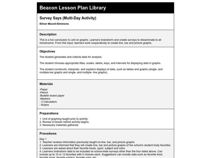 Survey Says... Lesson Plan