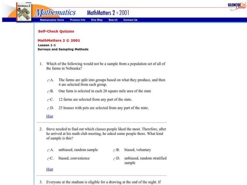 Surveys and Sampling Methods Interactive
