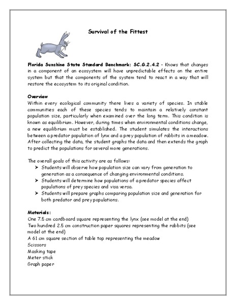 Survival Of The Fittest Lesson Plan