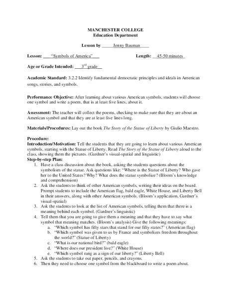 Symbols of America Lesson Plan