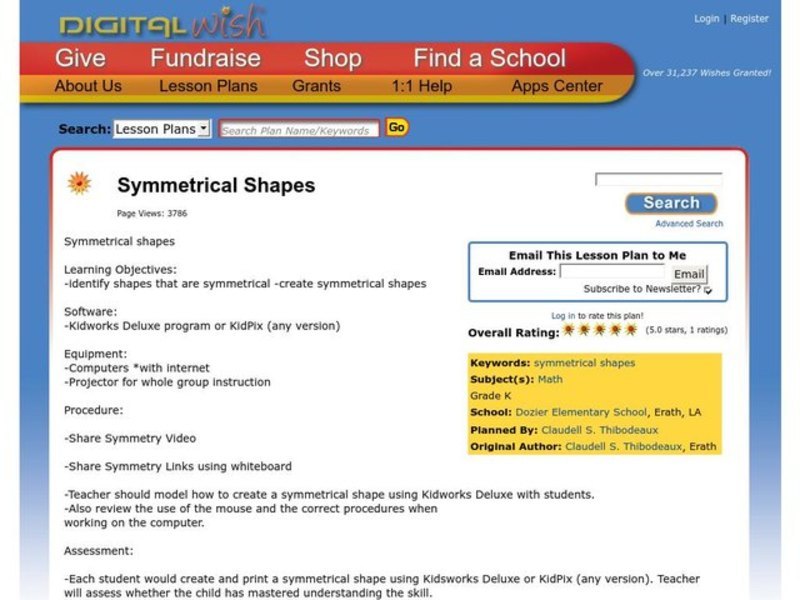 Symmetrical Shapes Lesson Plan