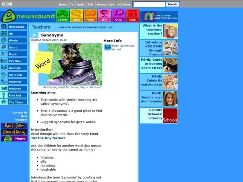 Synonyms Lesson Plan