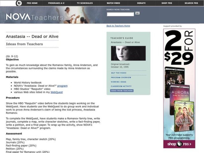 Anastasia-Dead or Alive Lesson Plan