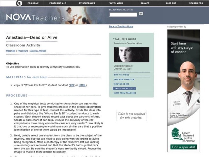 Anastasia-Dead or Alive Lesson Plan