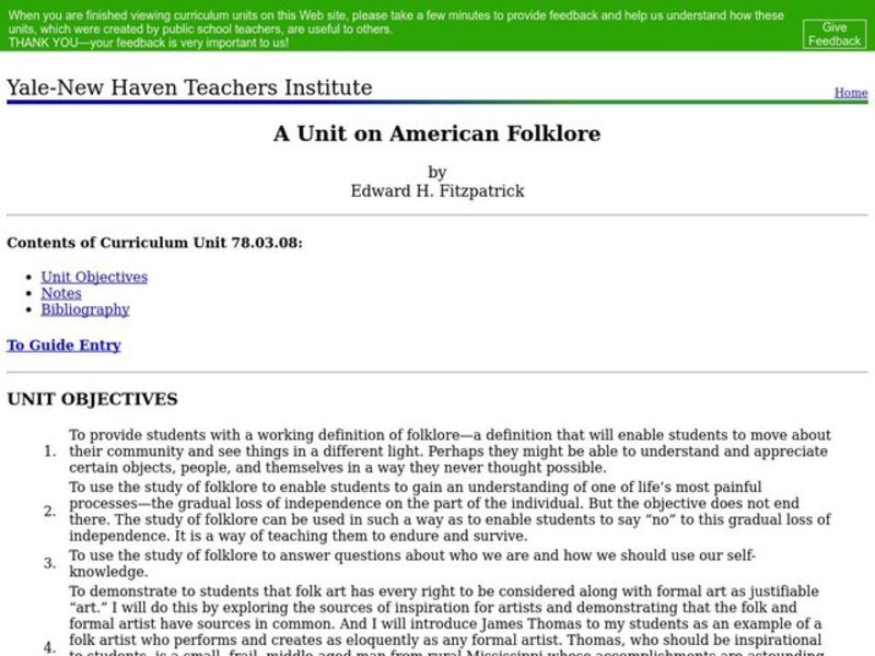 American Folklore Lesson Plan