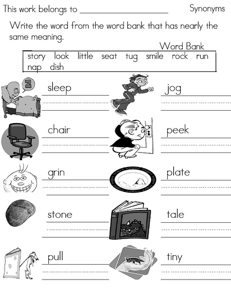 Synonyms Worksheet