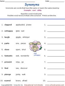 Synonyms 2 Worksheet