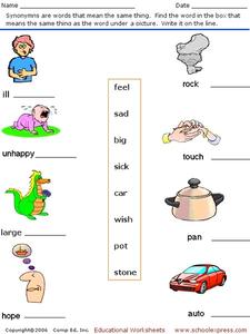 Synonyms 5 Worksheet