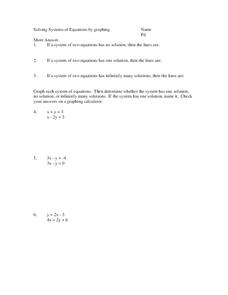 Systems of Equations Worksheet