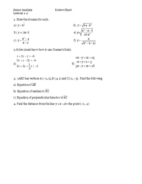 Systems of Equations Worksheet