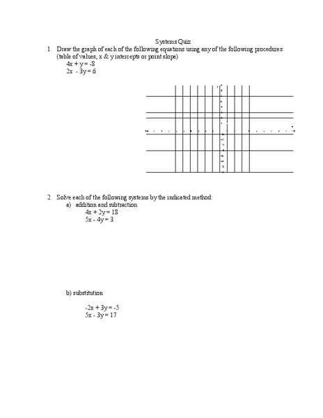 Systems of Equations Worksheet