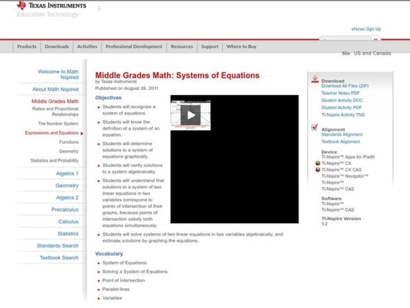 Systems of Equations Lesson Plan