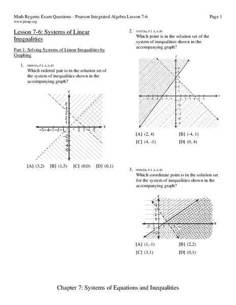 Systems of Linear Inequalities Worksheet