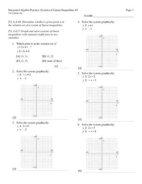 Systems of Linear Inequalities Lesson Plan