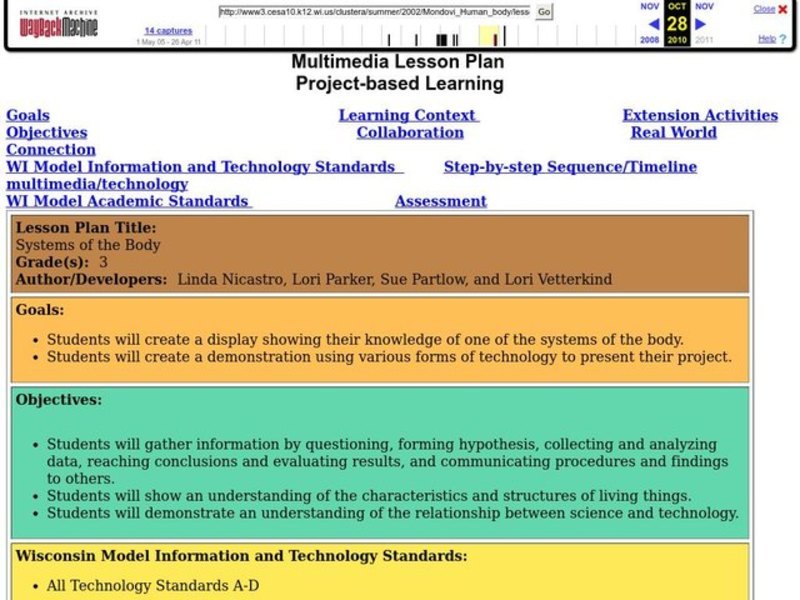 Systems of the Body Lesson Plan