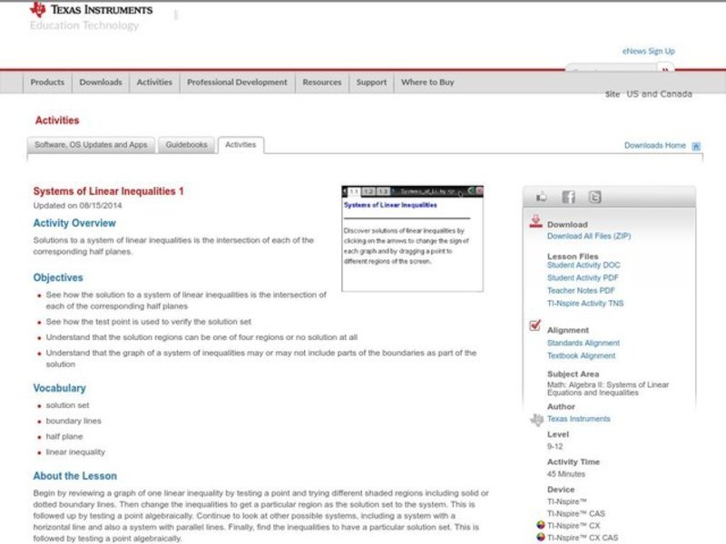 Systems of Linear Inequalities Lesson Plan