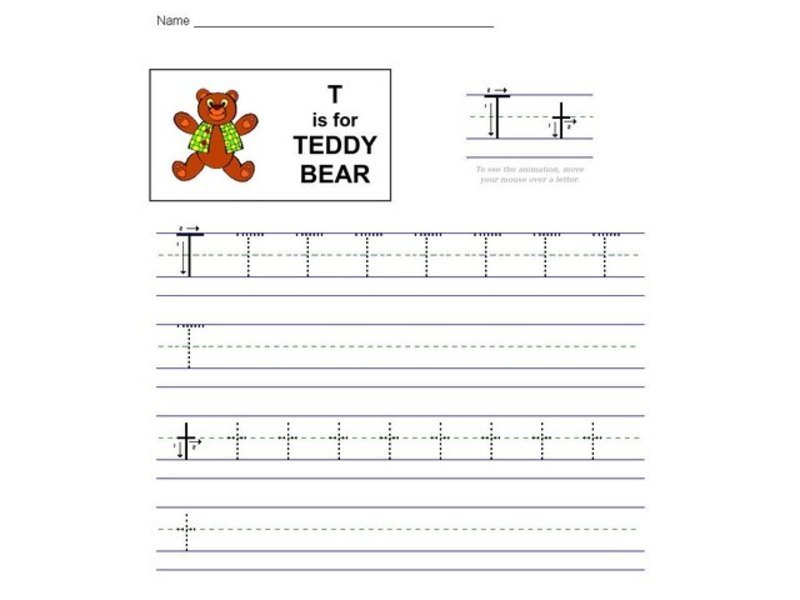 T is for Teddy Bear Worksheet