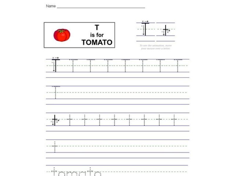 T Is for Tomato Worksheet