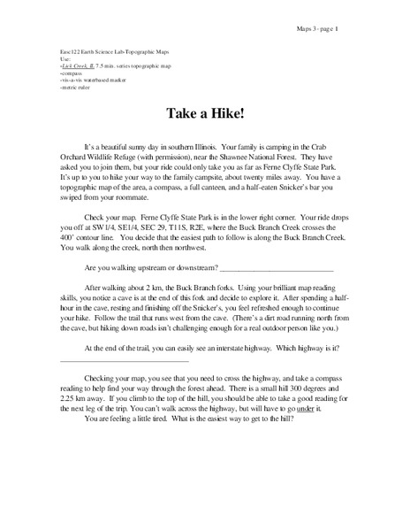 Take a Hike Worksheet