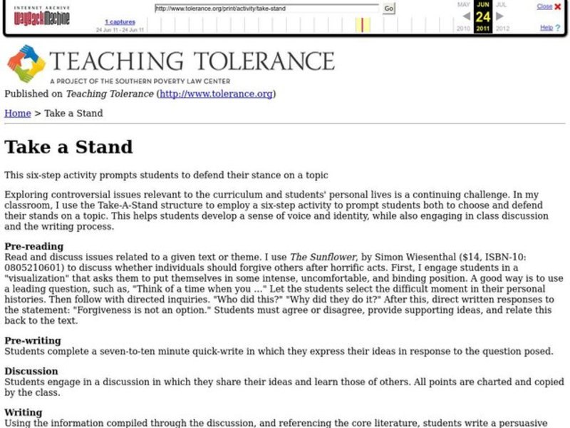 Take a Stand Lesson Plan