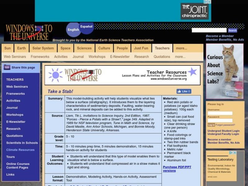 Take a Stab! Lesson Plan