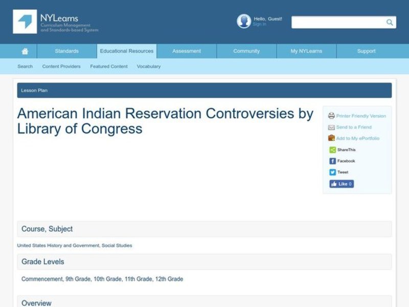 American Indian Reservation Controversies Lesson Plan