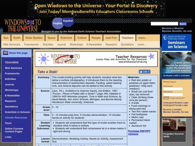 Take a Stab! Lesson Plan