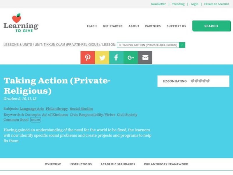 Taking Action Lesson Plan