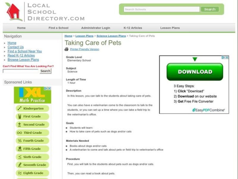 Taking Care of Pets Lesson Plan