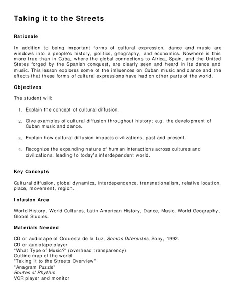 Taking it to the Streets Lesson Plan