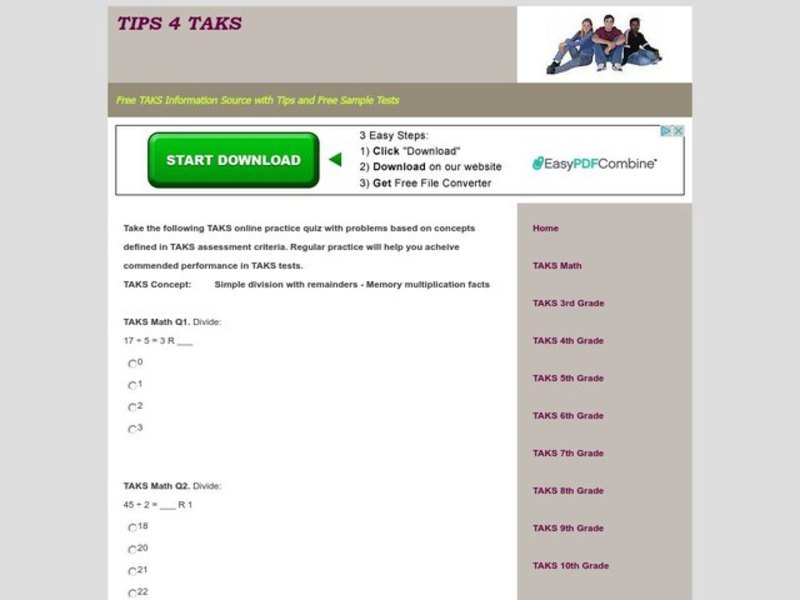 TAKS Math Quiz Interactive