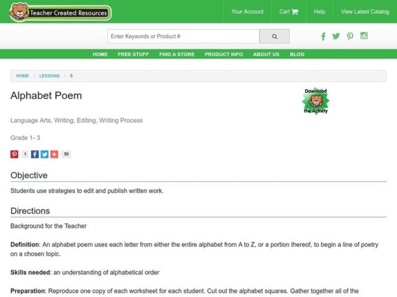 Alphabet Poem Lesson Plan