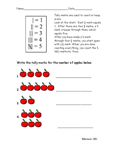 Tally Marks Worksheet