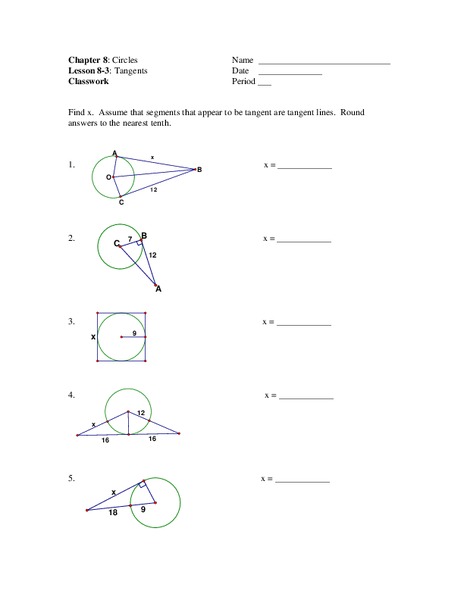 Tangents Worksheet