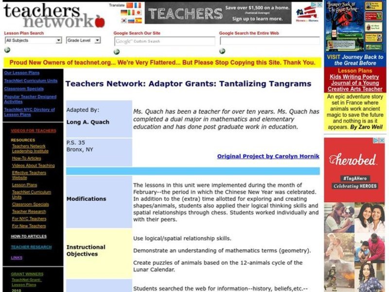 Tantalizing Tangrams Lesson Plan