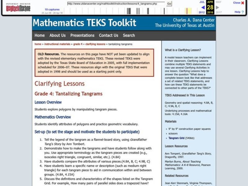 Tantalizing Tangrams Lesson Plan
