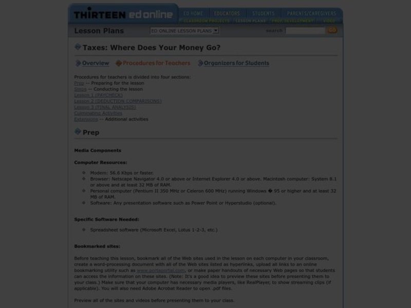 Taxes: Where Does Your Money Go? Lesson Plan