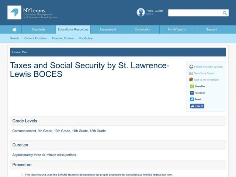 Taxes and Social Security Lesson Plan