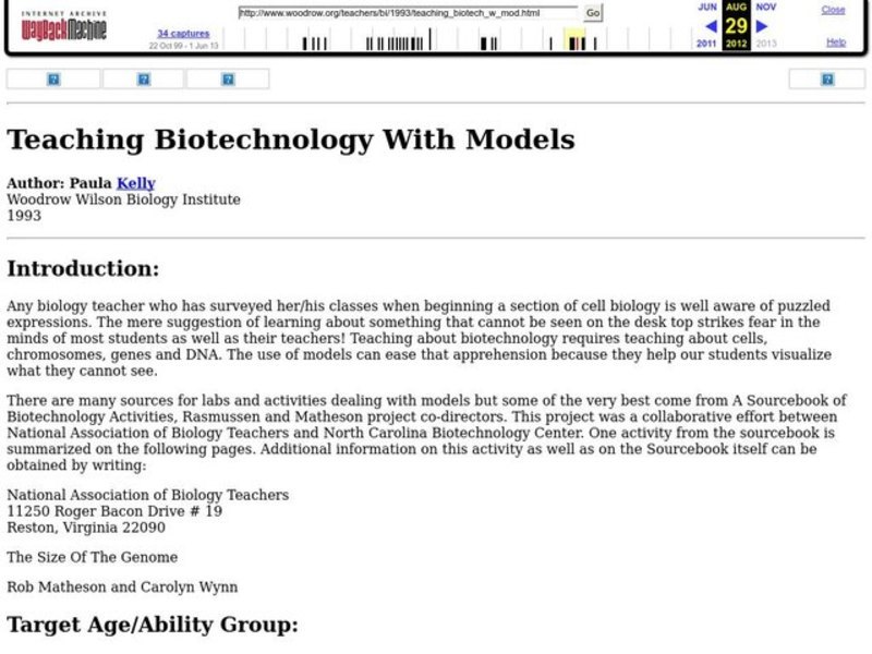 Teaching Biotechnology With Models Lesson Plan