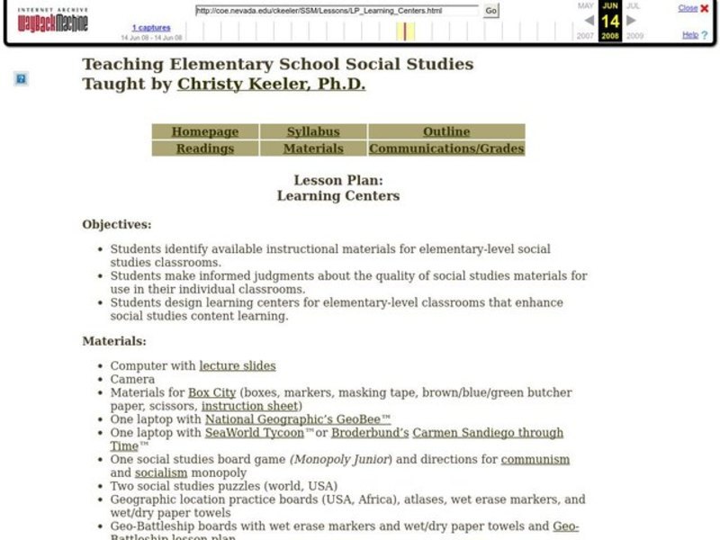 Teaching Elementary School Social Studies Lesson Plan