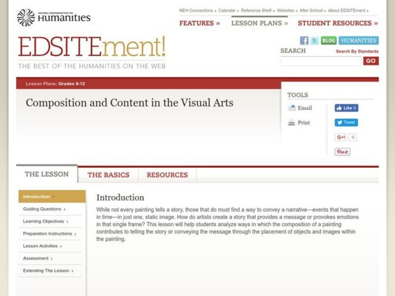 An Introduction to the Relationship Between Composition and Content in the Visual Arts Lesson Plan