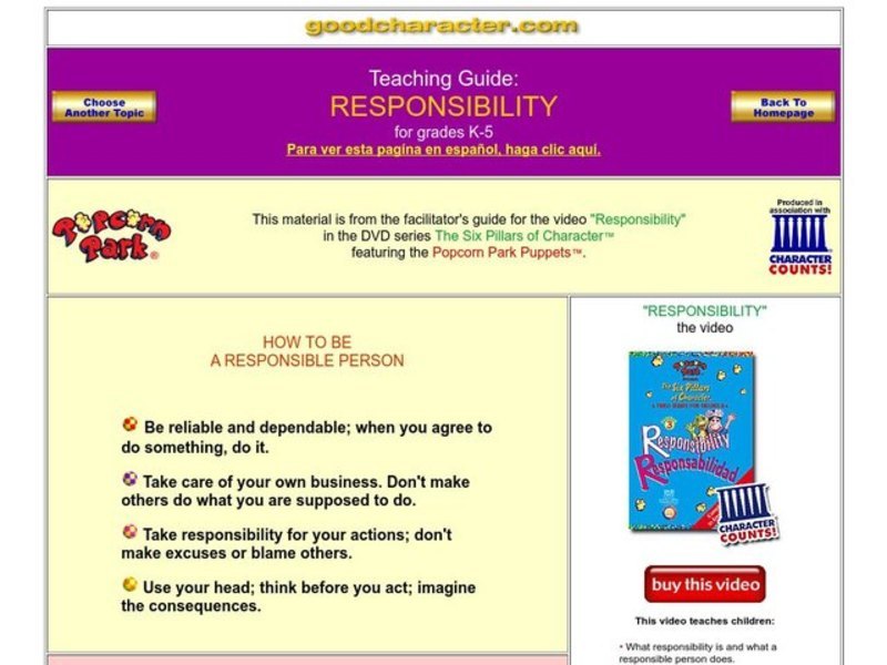 Teaching Responsibility Worksheet