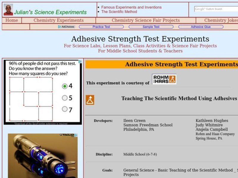 Teaching the Scientific Method Using Adhesives Lesson Plan
