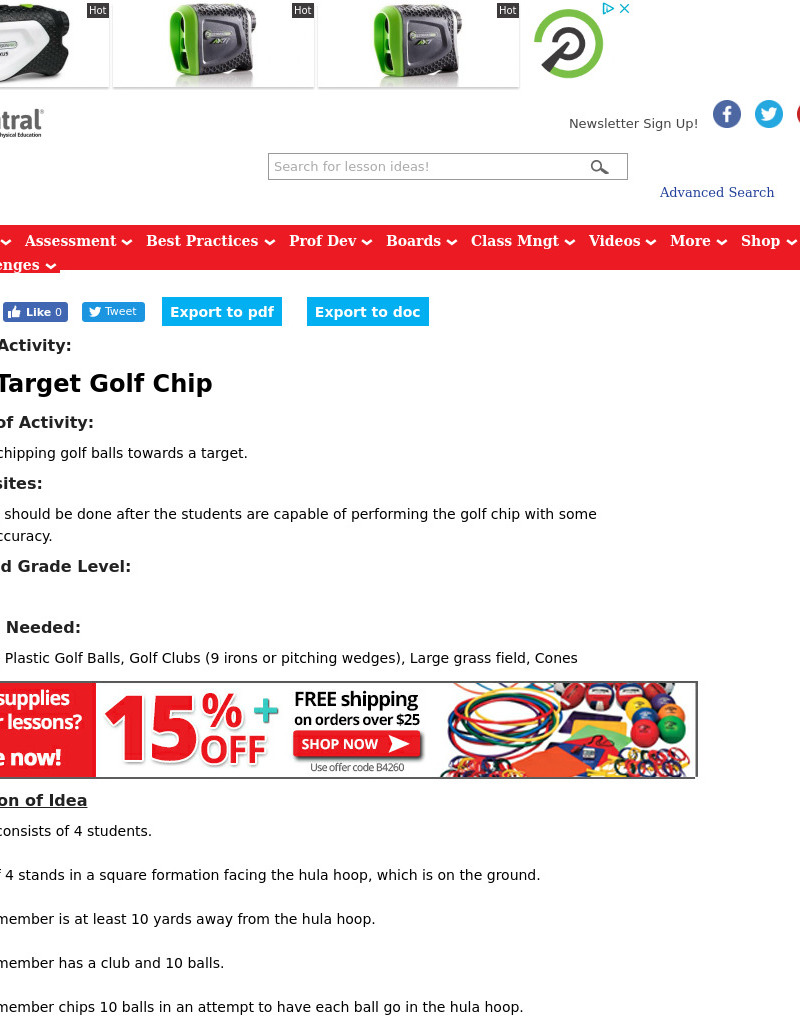 Team Target Golf Chip Lesson Plan
