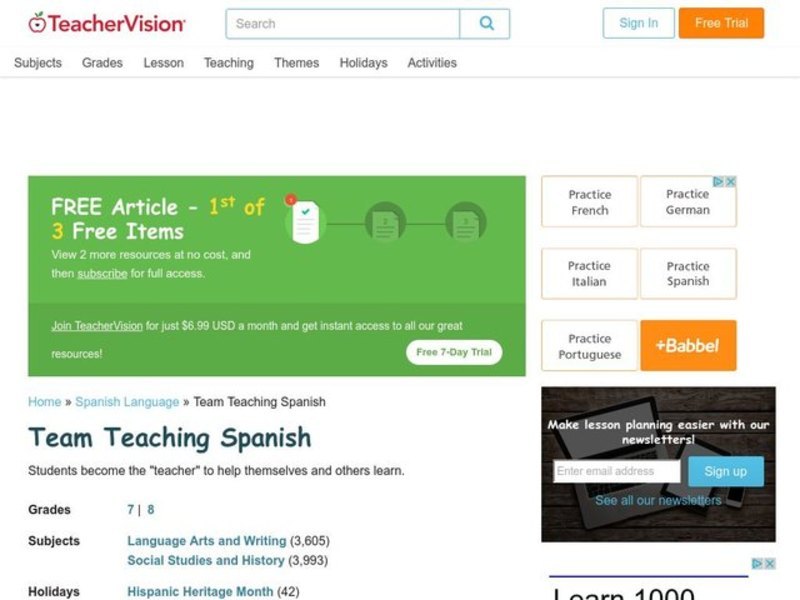 Team Teaching - Spanish Lesson Plan