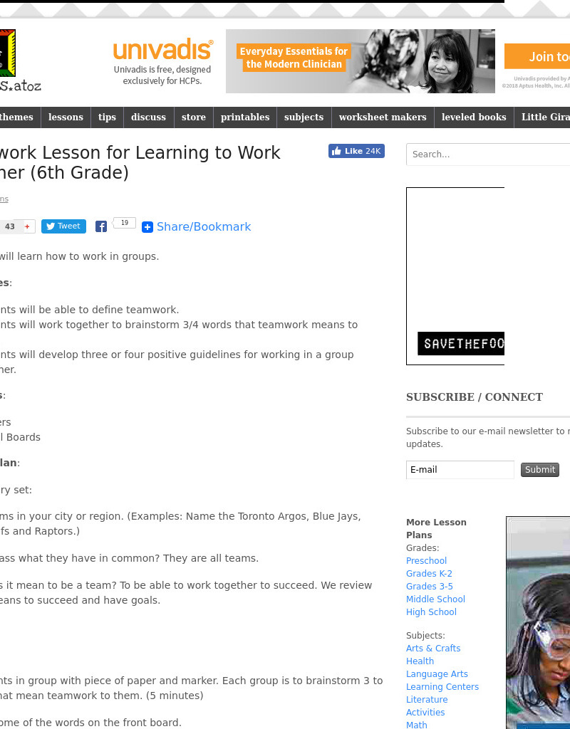 Teamwork Lesson Plan